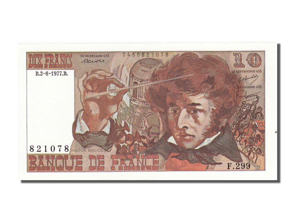 Banconote, Francia, 10 Francs, 10 F 1972-1978 ''Berlioz'', 1977, 1977-06-02