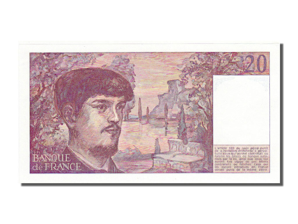 France, 20 Francs, 20 F 1980-1997 ''Debussy'', 1987, KM #151b, UNC(65-70), V...