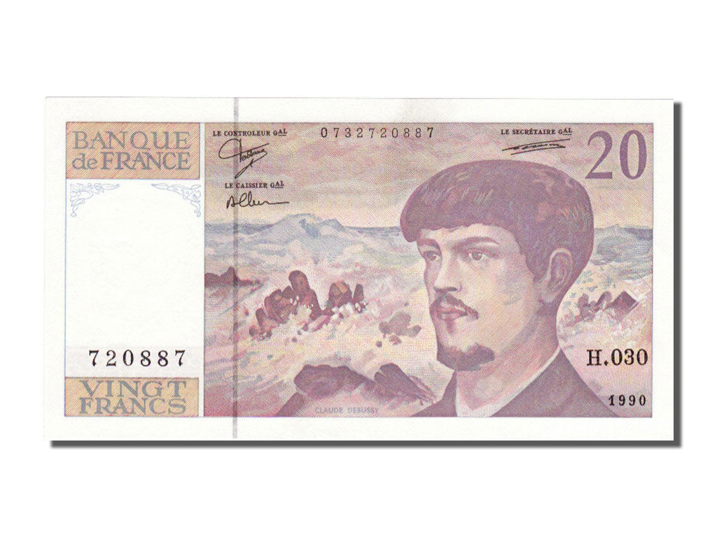 France, 20 Francs, 20 F 1980-1997 ''Debussy'', 1990, KM #151d, UNC(65-70), H...