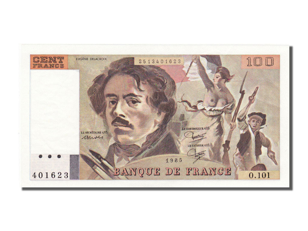 France, 100 Francs, 100 F 1978-1995 ''Delacroix'', 1985, KM #154b, UNC(63), O...