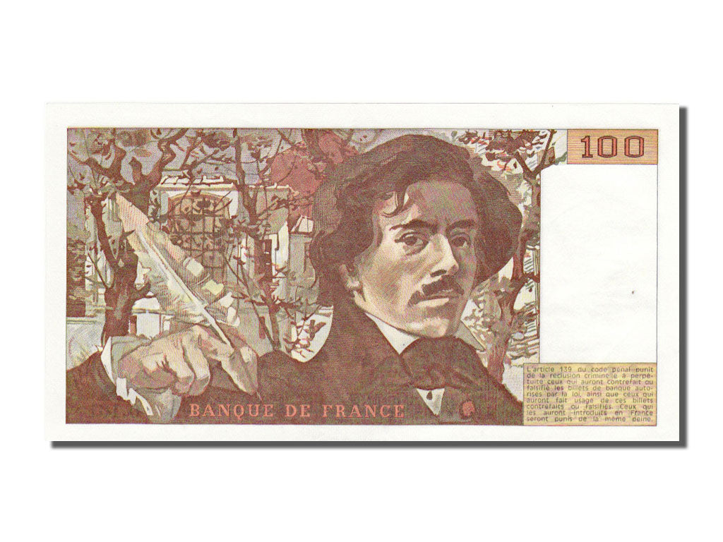 France, 100 Francs, 100 F 1978-1995 ''Delacroix'', 1985, KM #154b, UNC(63), O...