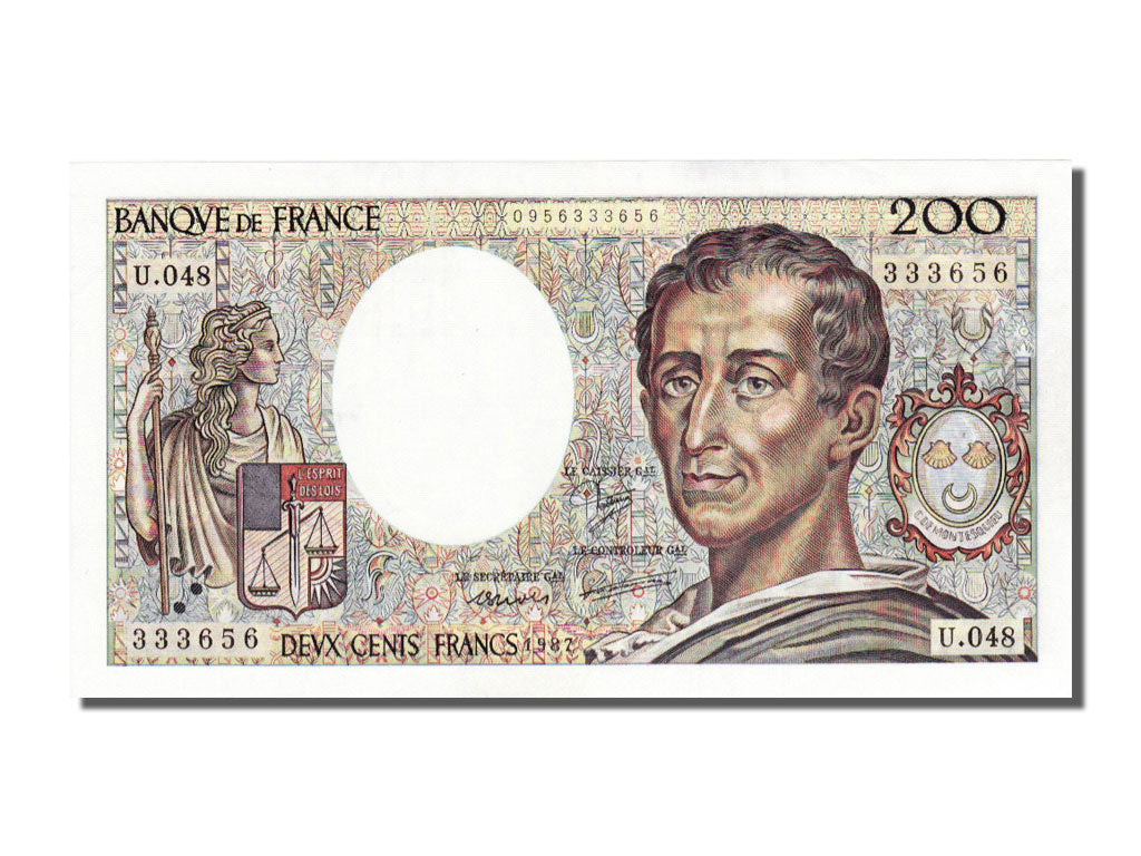 Francia, 200 Francs, 200 F 1981-1994 ''Montesquieu'', 1987, KM:155b, SPL+, Fa...
