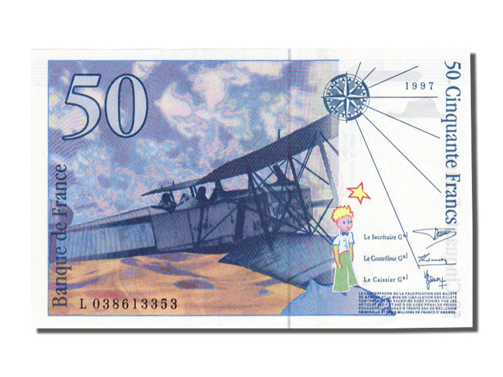 France, 50 Francs, 50 F 1992-1999 ''St Exupéry'', 1997, KM #157Ad, , L, Fayette 