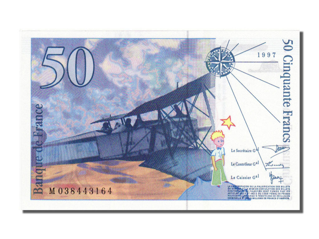 France, 50 Francs, 50 F 1992-1999 ''St Exupéry'', 1997, KM #157Ad, , M, Fayette