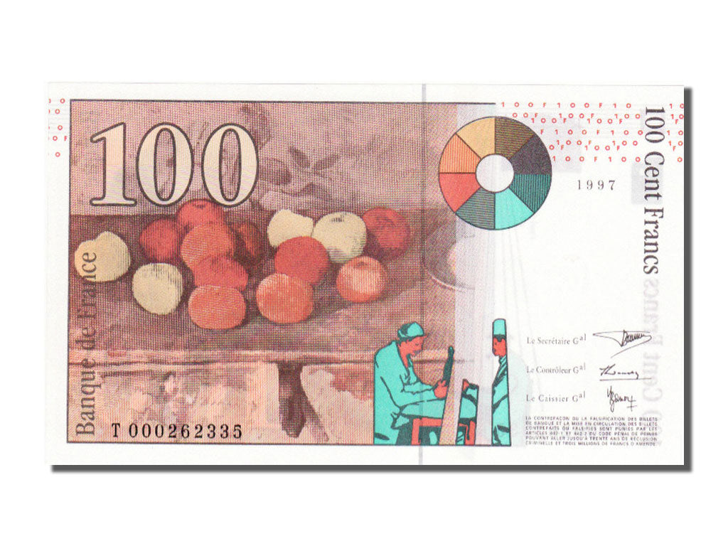 France, 100 Francs, 100 F 1997-1998 ''Cézanne'', 1997, KM #158a, UNC(65-70), T, 