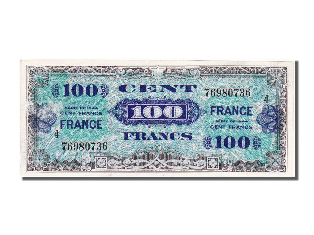 France, 100 Francs, 1945 Verso France, 1944, KM #123c, UNC(60-62), Fayette #VF..