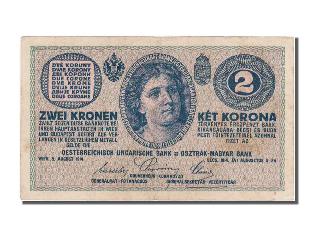 Austria, 2 Kronen, 1914, KM #17b, 1914-08-05, AU(55-58), C 163342