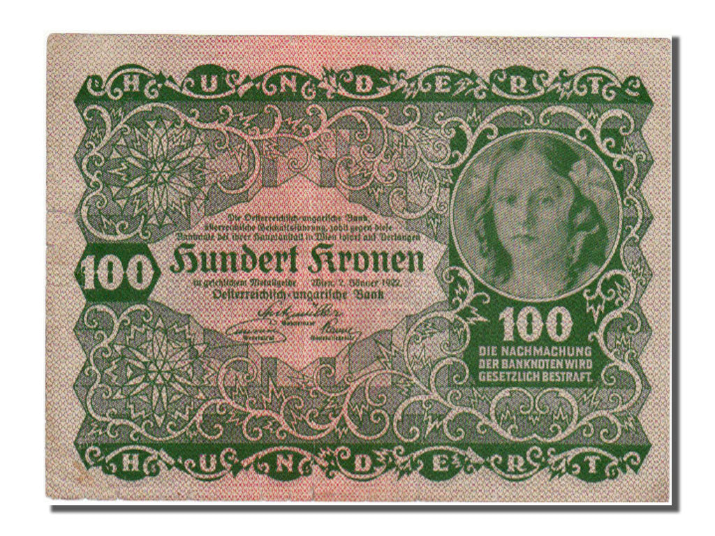 Austria, 100 Kronen, 1922, KM #77, 1922-01-02, AU(50-53), 185086