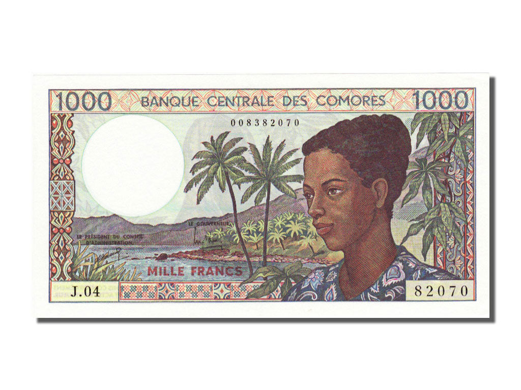 Comoros, 1000 Francs, 1984, KM #11b, UNC(63), J 04