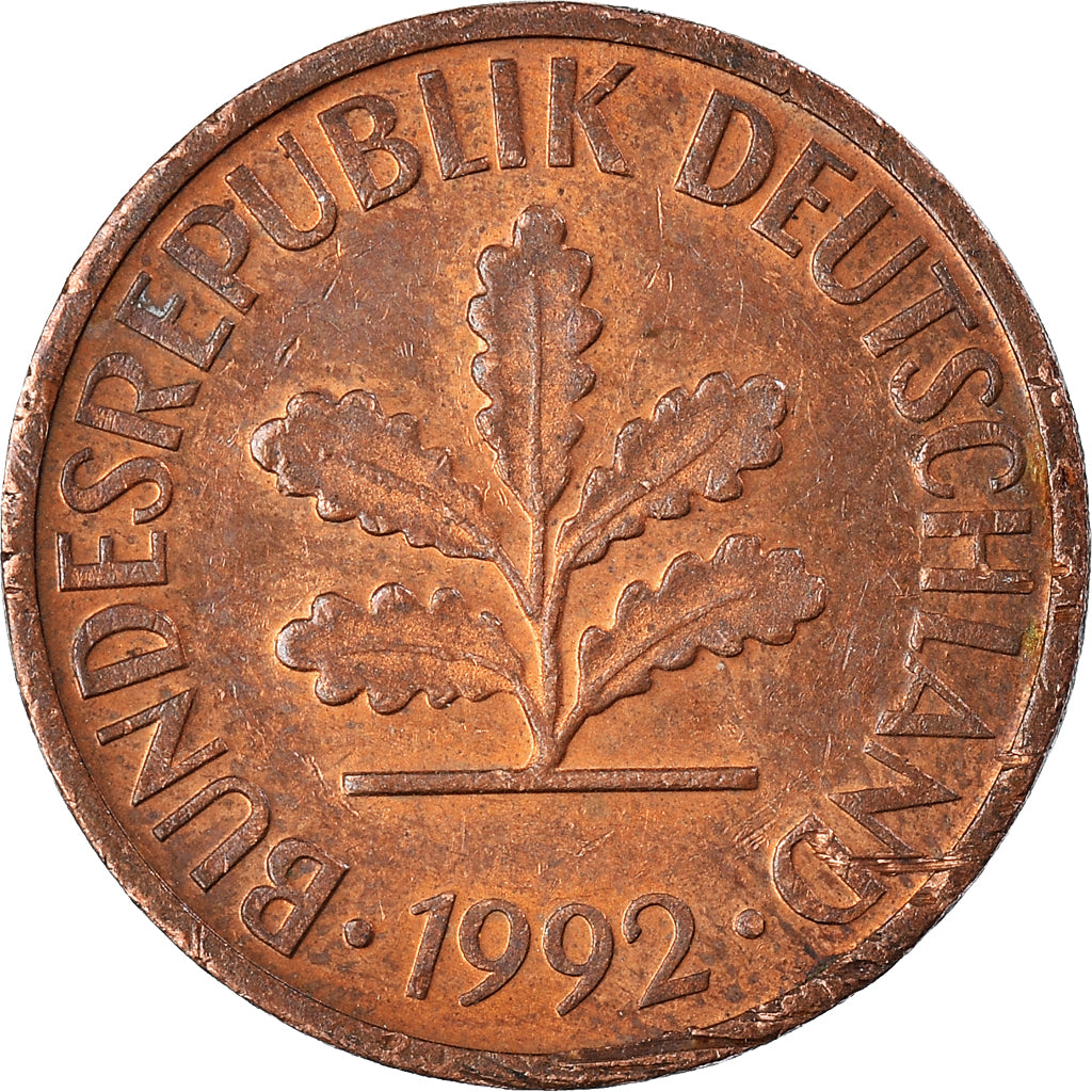 Moeda, ALEMANHA - REPÚBLICA FEDERAL, 2 Pfennig, 1992