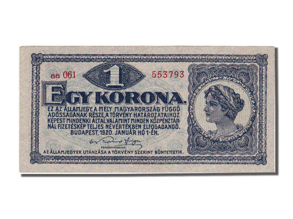 Hungary, 1 Korona, 1920, KM #57, 1920-01-01, UNC(60-62), aa 061
