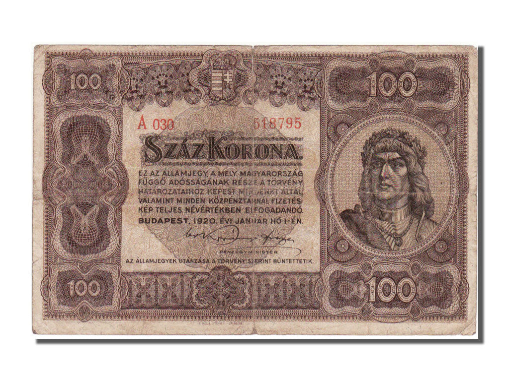 Hungary, 100 Korona, 1920, KM #63, 1920-01-01, VF(30-35), A 030