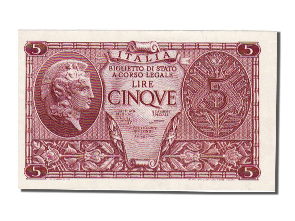 Italy, 5 Lire, 1944, KM #31c, 1944-11-23, UNC(64), O 687