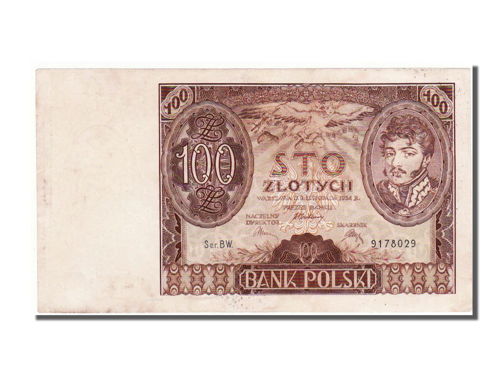 Poland, 100 Zlotych, 1934, KM #75a, 1934-11-09, AU(55-58), BW