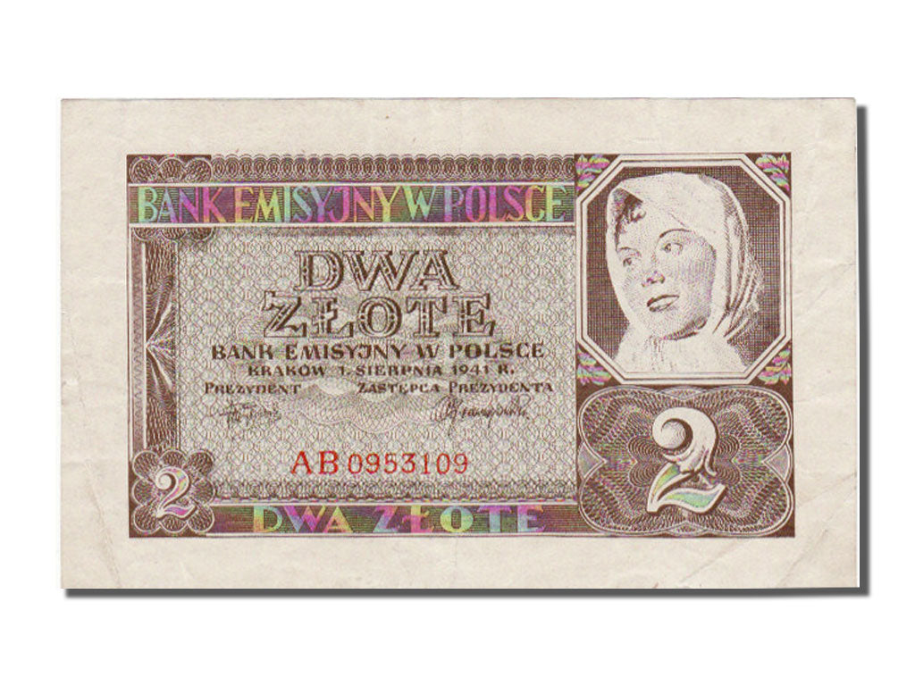 Poland, 2 Zlote, 1941, KM #100, 1941-08-01, AU(55-58), AB