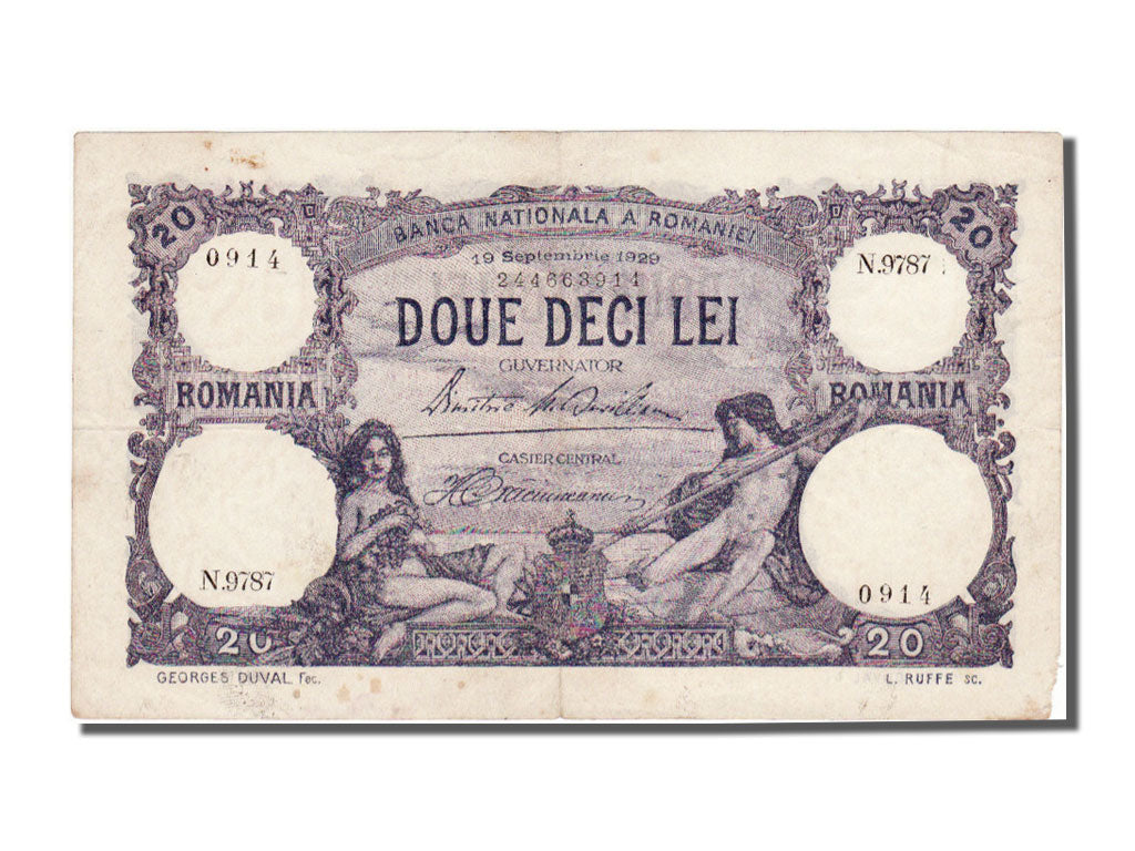 Romania, 20 Lei, 1929, KM #30, 1929-09-19, UNC(60-62), N 9787