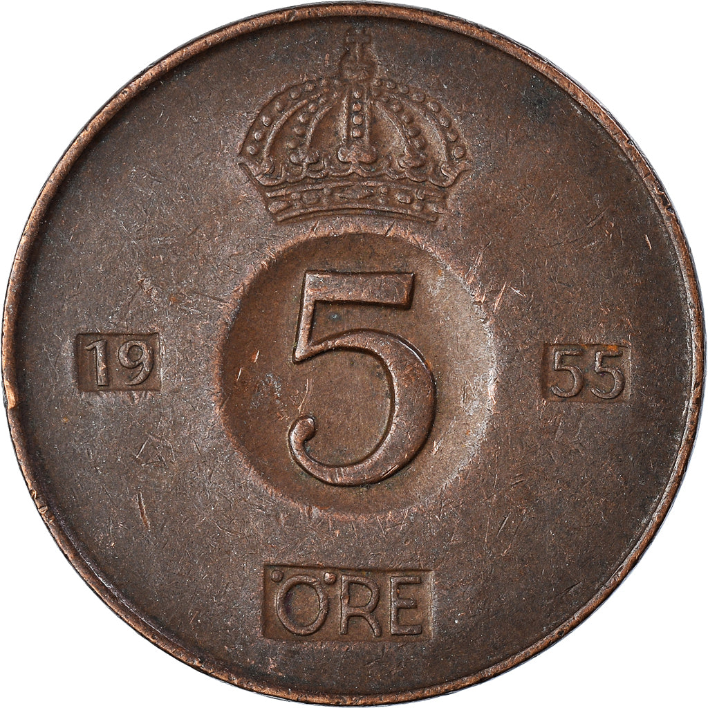Coin, Sweden, 5 Öre, 1955