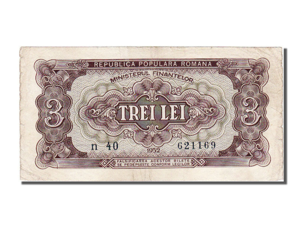 Romania, 3 Lei, 1952, KM #82b, EF(40-45), N40