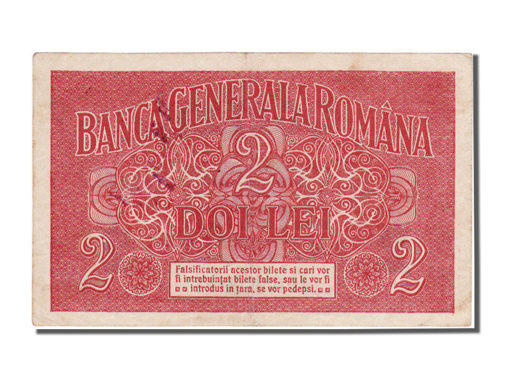Romania, 2 Lei, 1917, KM #M4, AU(50-53), H