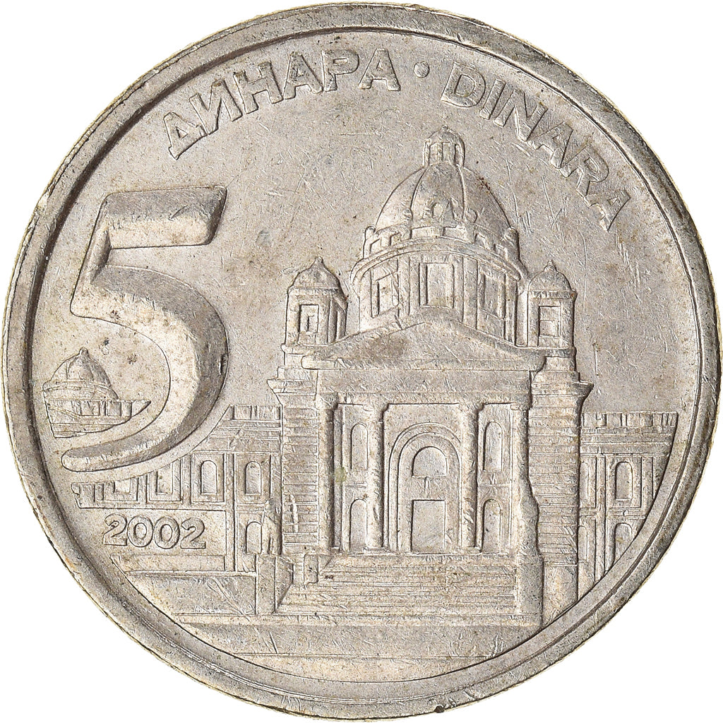 Münze, Jugoslawien, 5 Dinara, 2002