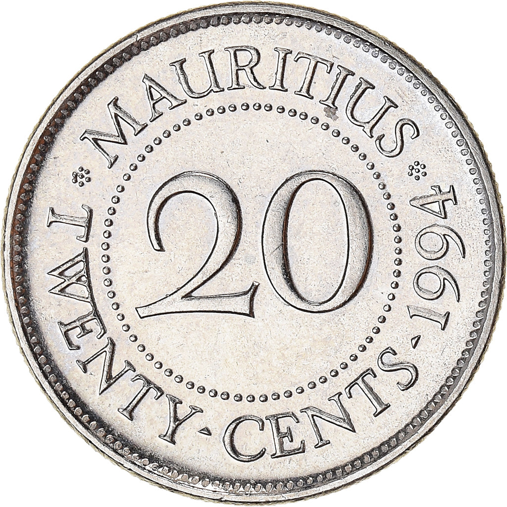 Coin, Mauritius, 20 Cents, 1994