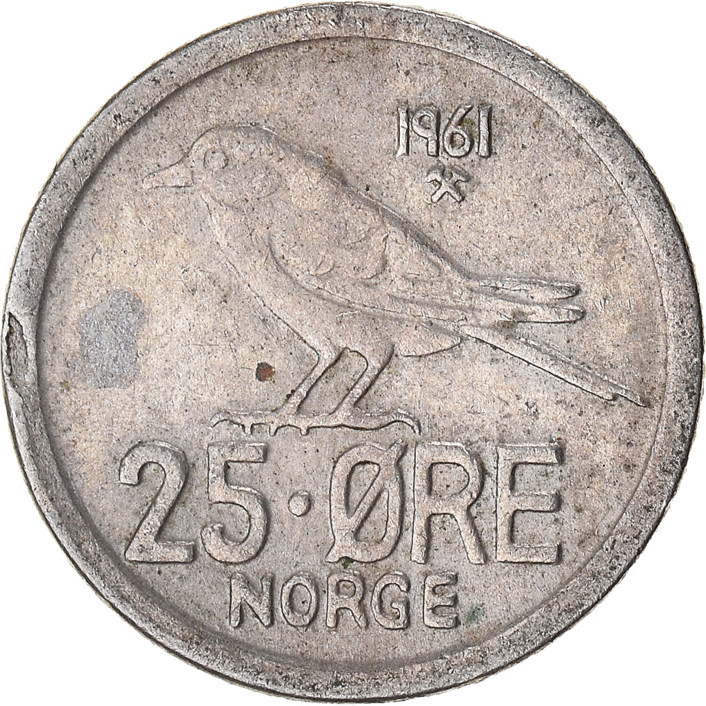 Moneta, Norvegia, 25 Öre, 1961