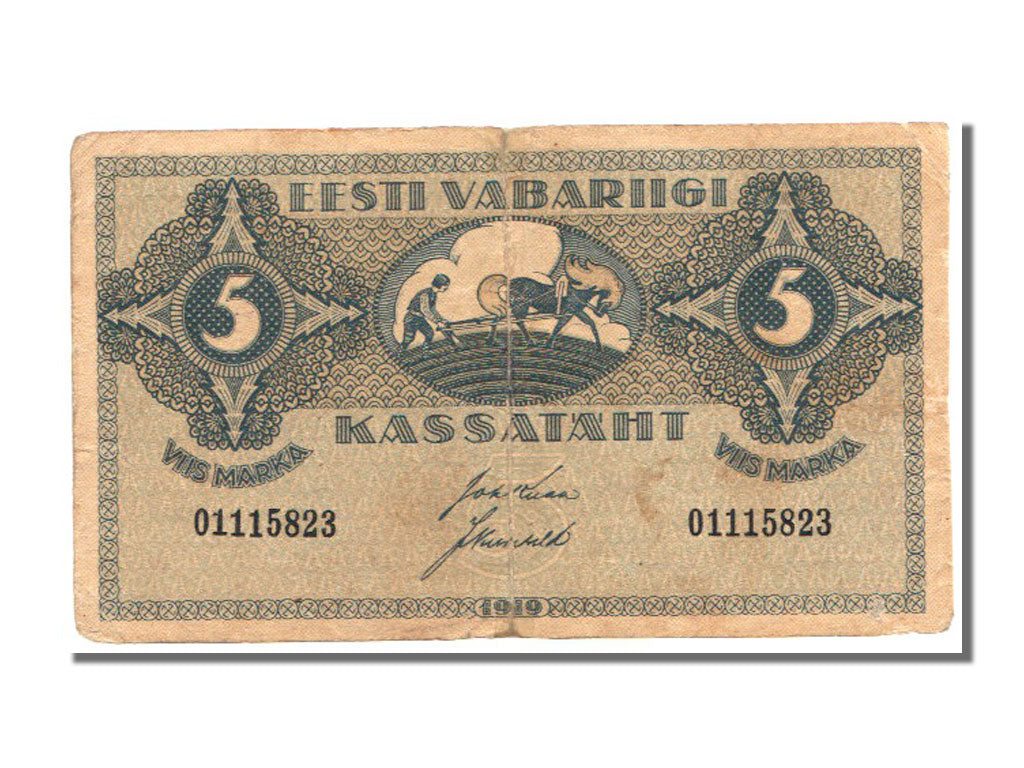 Banconote, Estonia, 5 Marka, 1919, MB+