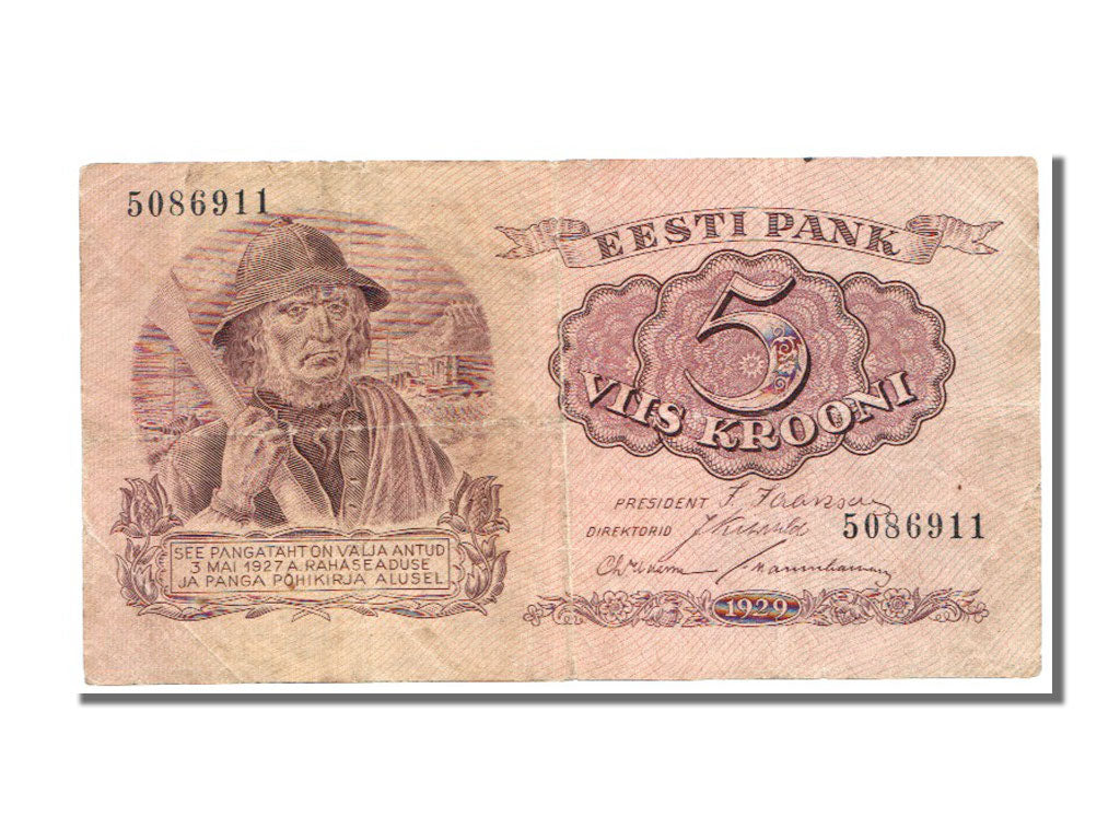 Estonia, 5 Krooni, 1929, VF(30-35), 5086911