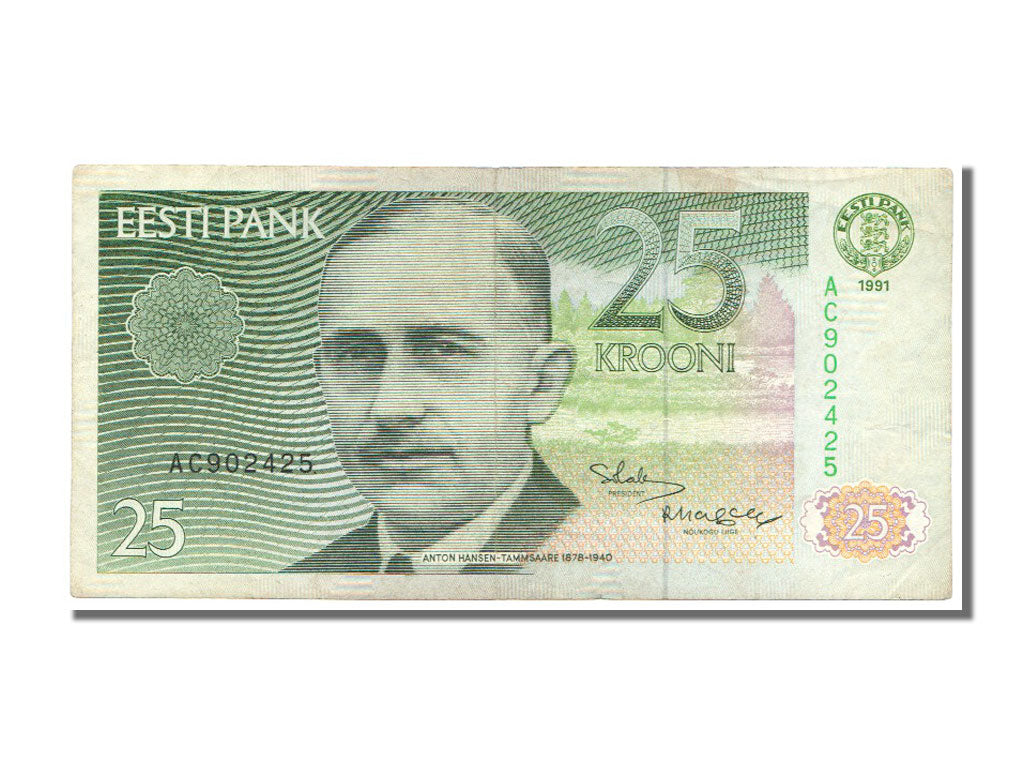 Estonia, 25 Krooni, 1991, EF(40-45), AC