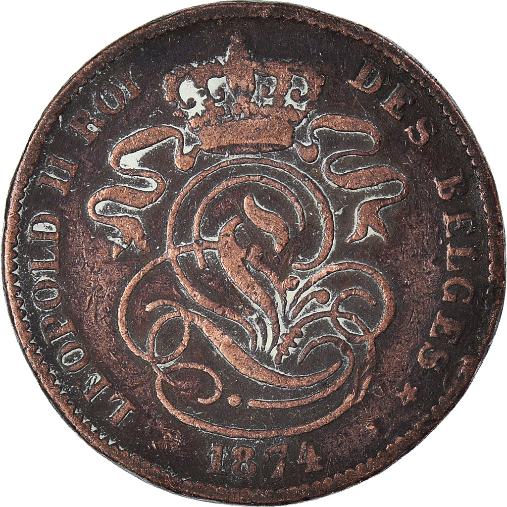 Münze, Belgien, 2 Centimes, 1874