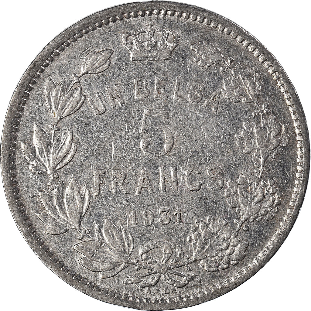 Coin, Belgium, 5 Francs, 5 Frank, 1931