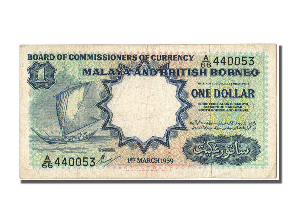 Malaya and British Borneo, 1 Dollar, 1959, KM #8A, 1959-03-01, AU(55-58), A 66