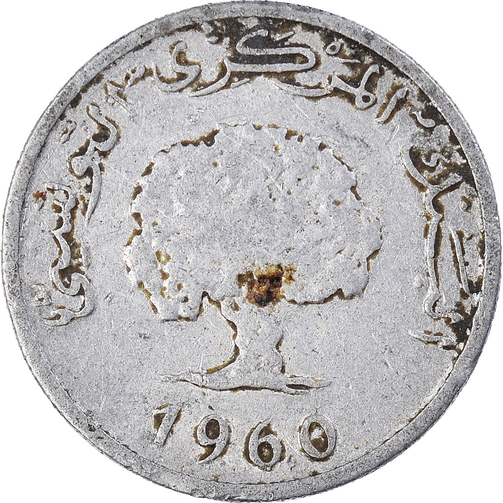 Munten, Tunisië, 2 Millim, 1960