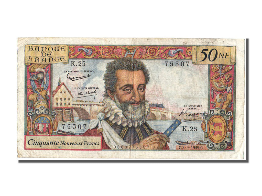 Francia, 50 Nouveaux Francs, 50 NF 1959-1961 ''Henri IV'', 1959, KM:143a, 195...