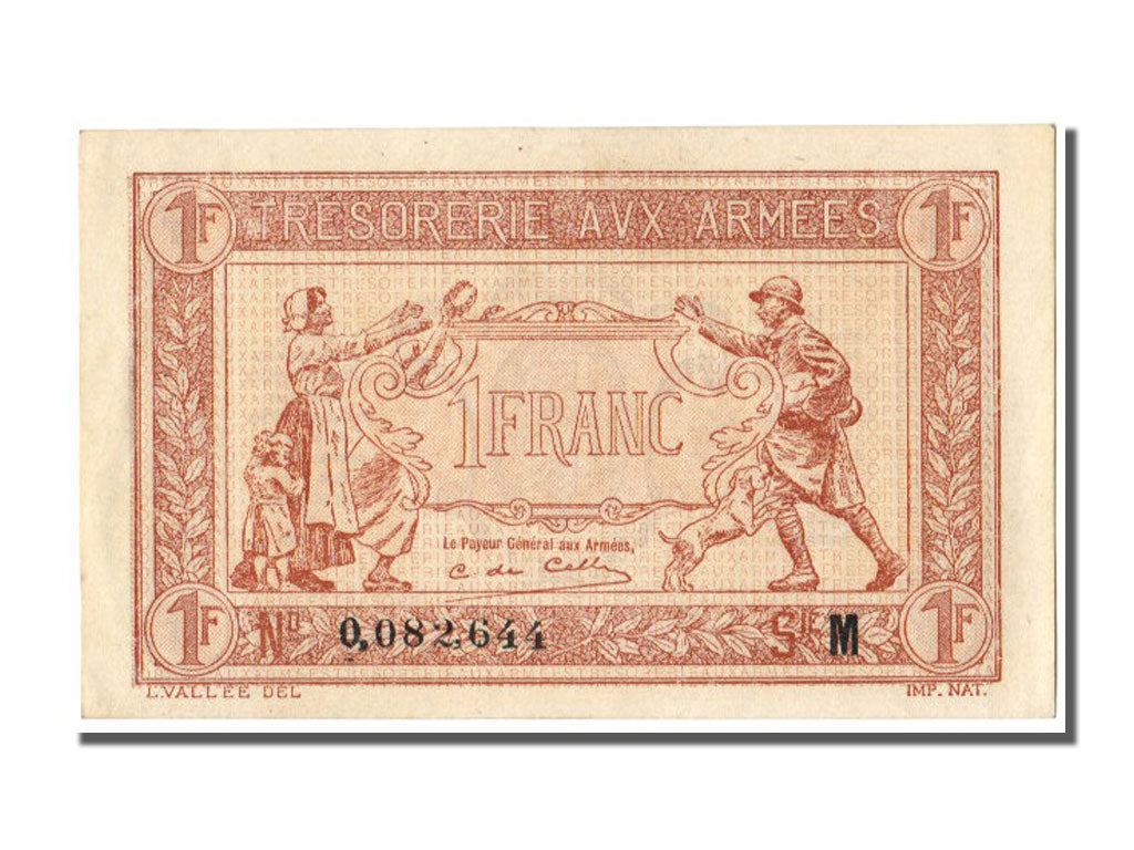 Francia, 1 Franc, 1917-1919 Army Treasury, 1917, FDS, Fayette:VF 3.13