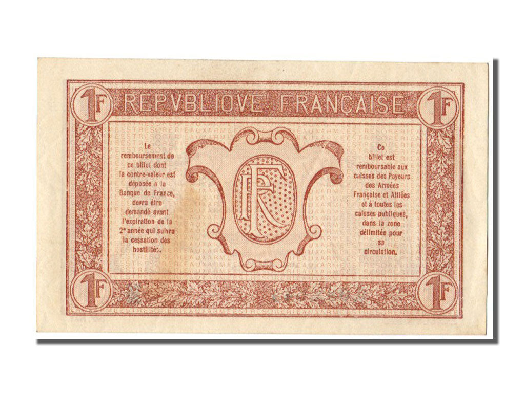 Francia, 1 Franc, 1917-1919 Army Treasury, 1917, FDS, Fayette:VF 3.13