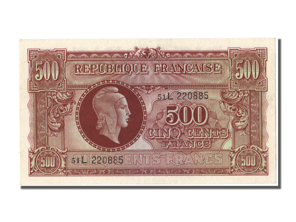 France, 500 Francs, 1943-1945 Marianne, 1945, KM #106, 1945-06-01, UNC(65-70),..