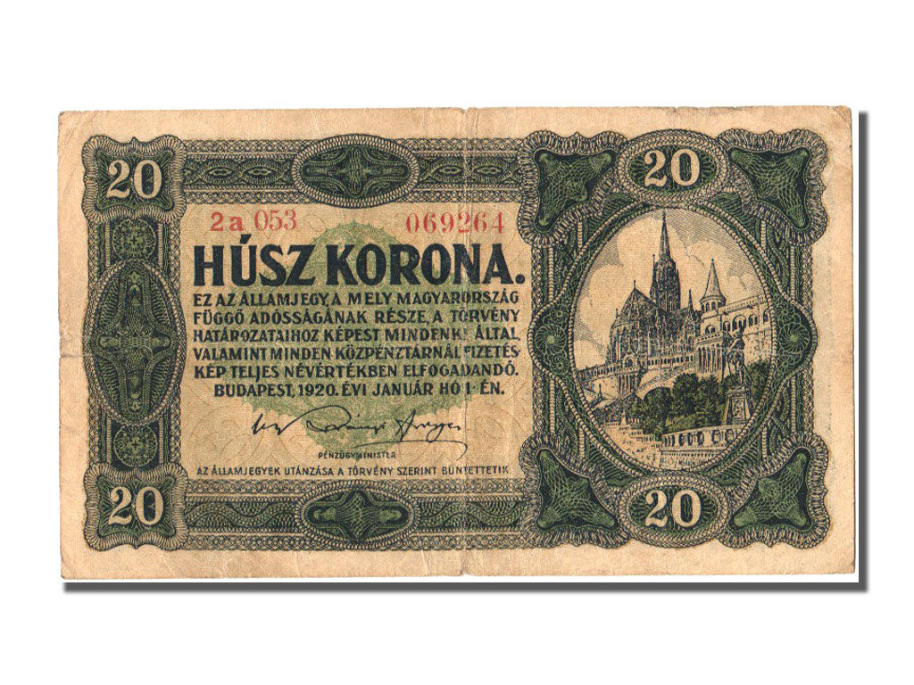 Hungary, 20 Korona, 1920, KM #61, 1920-01-01, EF(40-45), 2A