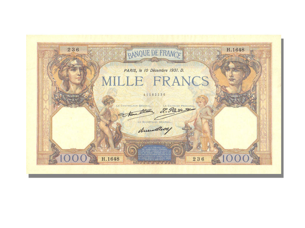 France, 1000 Francs, 1 000 F 1927-1940 ''Cérès et Mercure'', 1931, KM #79b, 1...