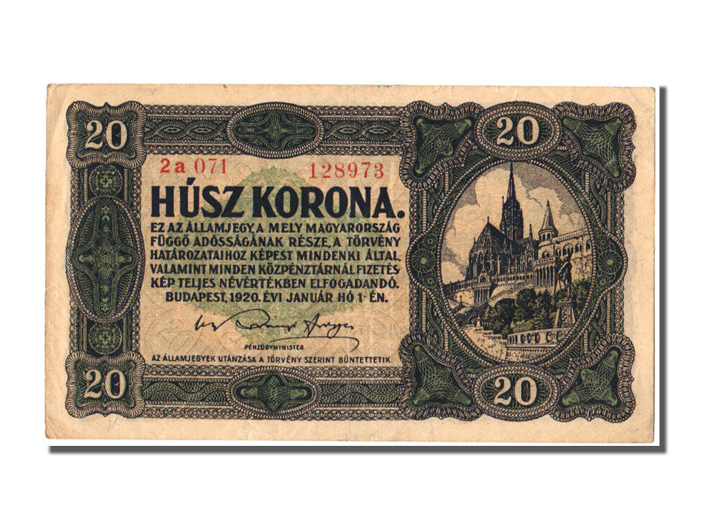 Hungary, 20 Korona, 1920, KM #61, 1920-01-01, UNC(60-62), 2A