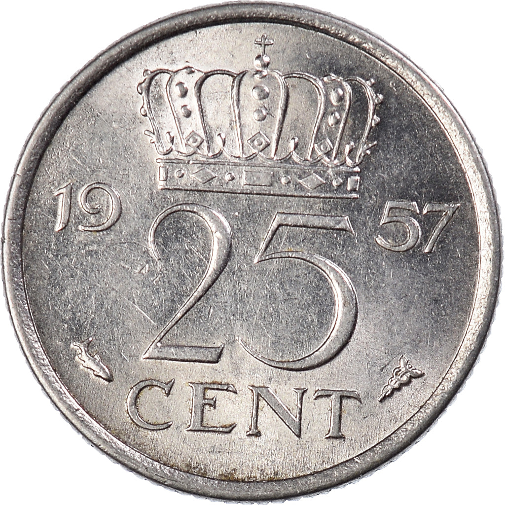 Munten, Nederland, 25 Cents, 1957