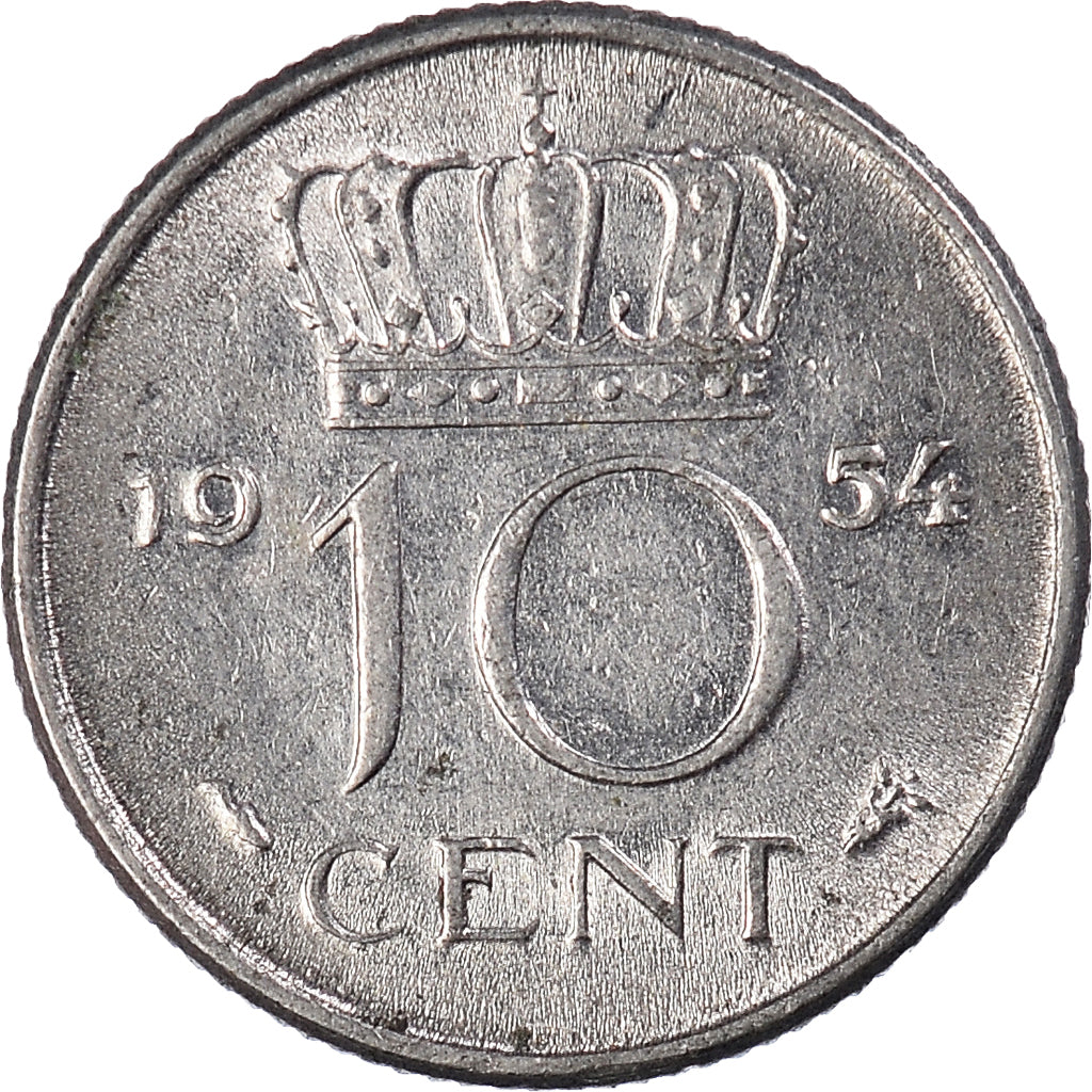 Moeda, Países Baixos, 10 Cents, 1954