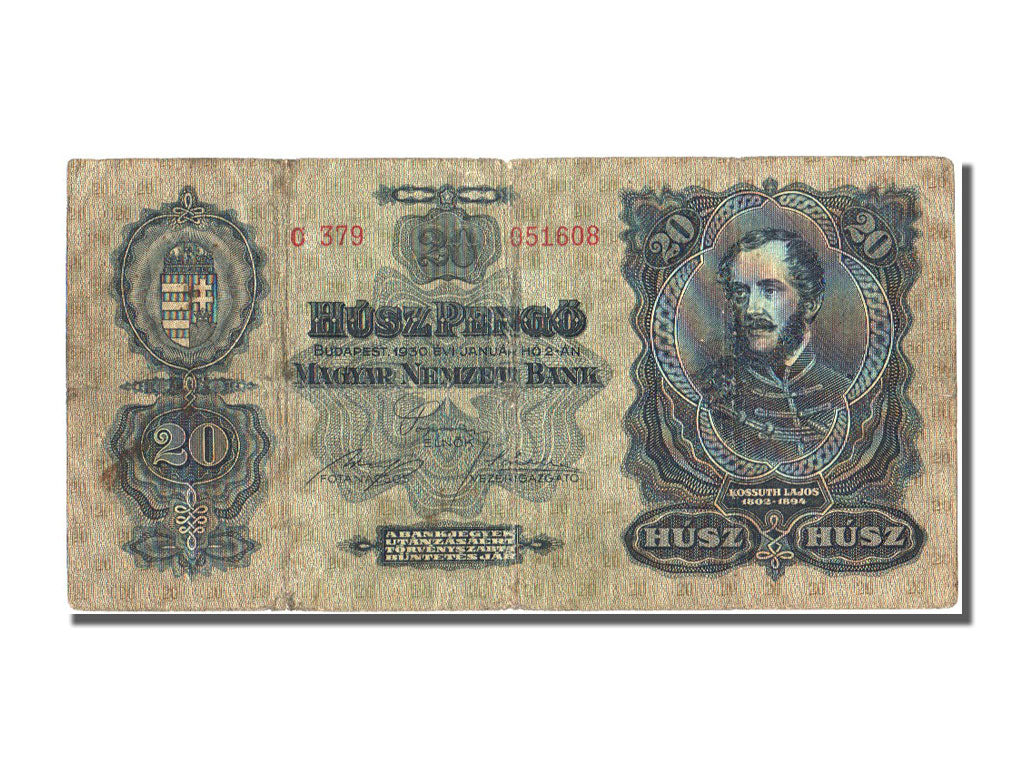 Hungary, 20 Pengö, 1930, KM #97, 1930-01-02, VF(30-35), C