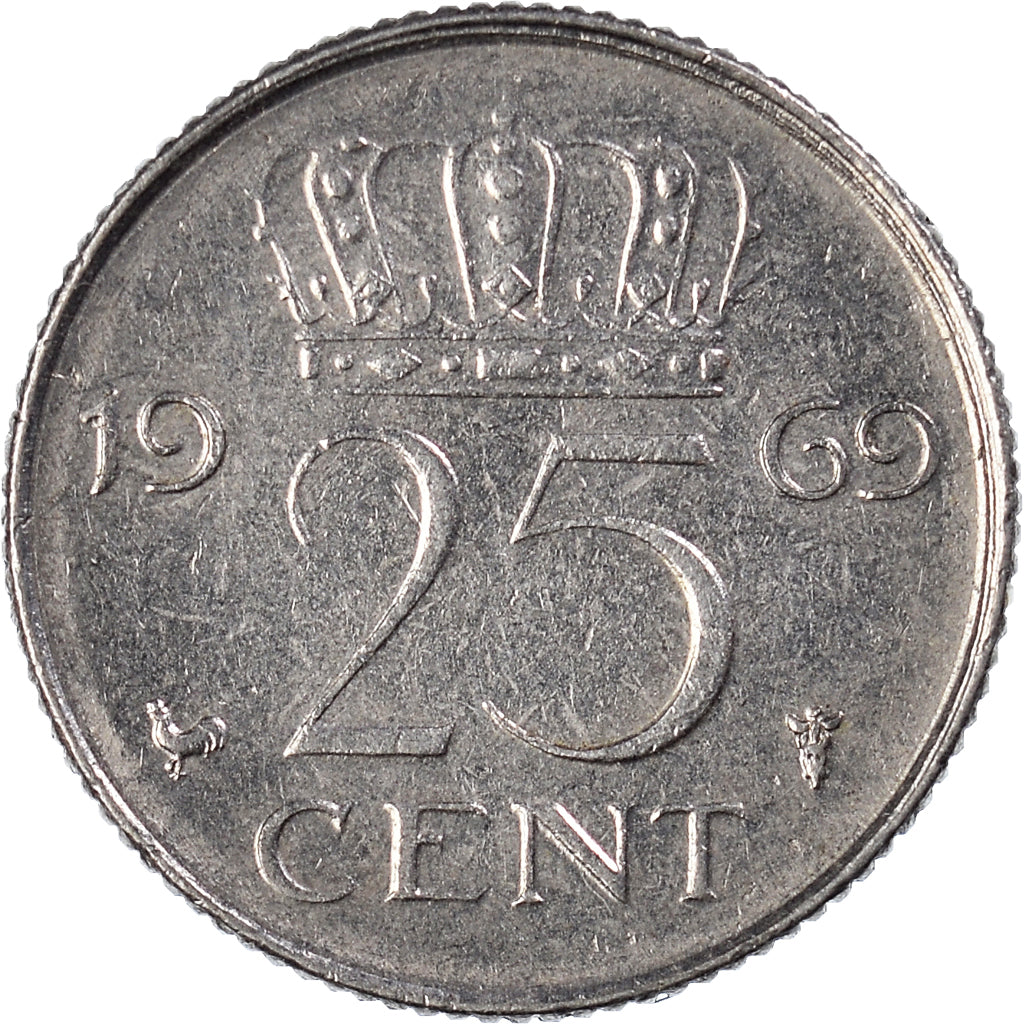 Munten, Nederland, 25 Cents, 1969