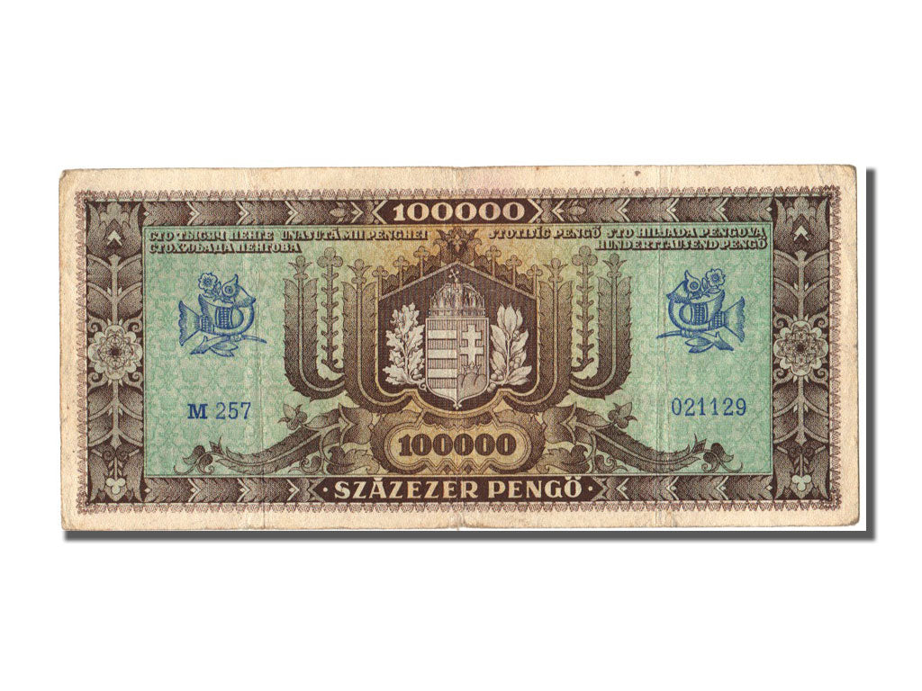 Hungary, 100,000 Pengö, 1945, KM #121a, 1945-10-23, EF(40-45), M