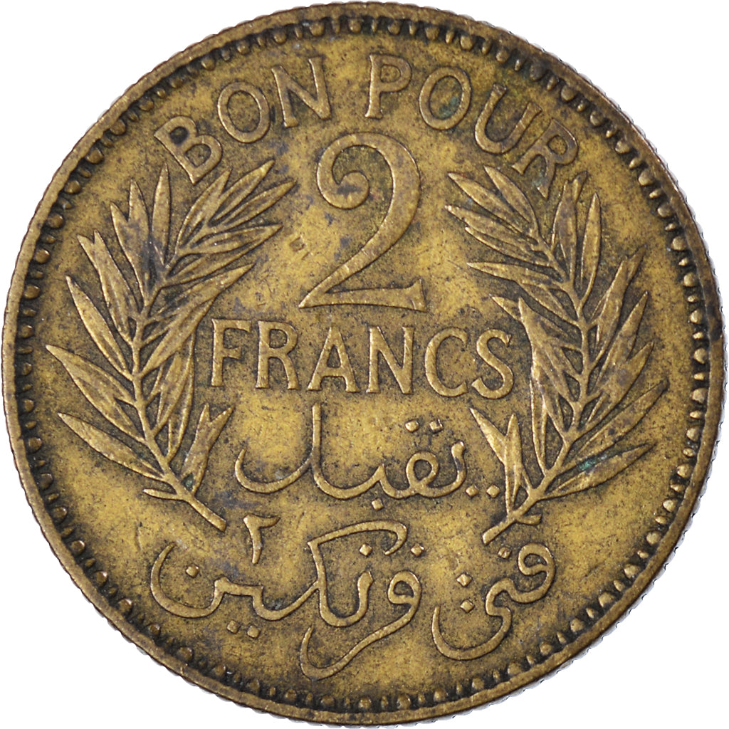 Munten, Tunisië, 2 Francs, 1945
