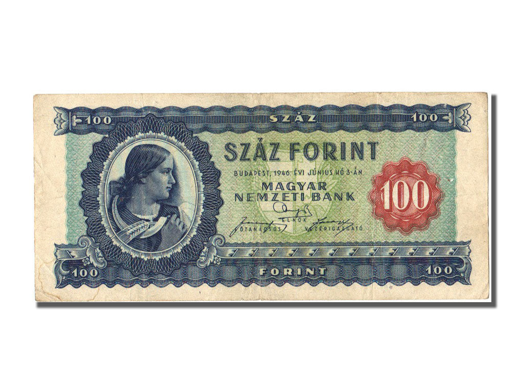 Hungary, 100 Forint, 1946, KM #160a, 1946-06-03, EF(40-45), B