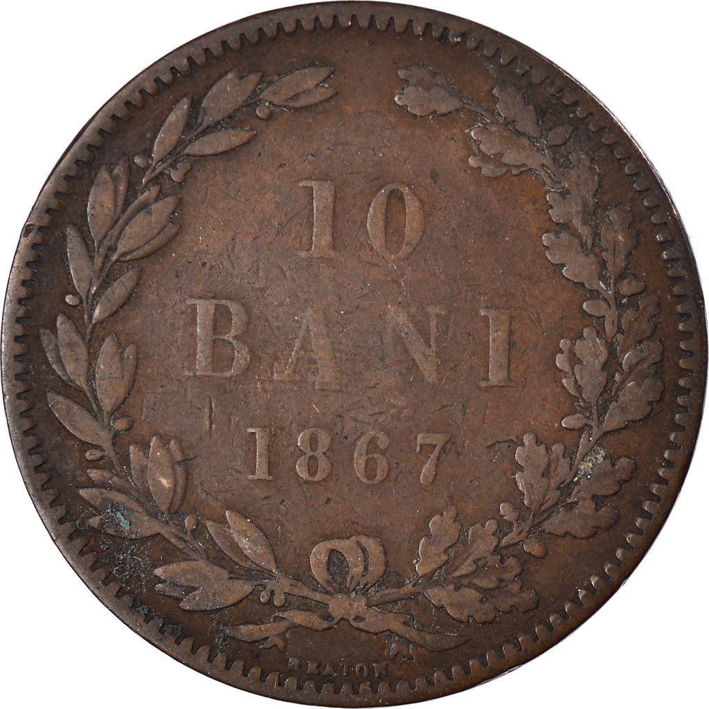 Moneda, Rumanía, 10 Bani, 1867