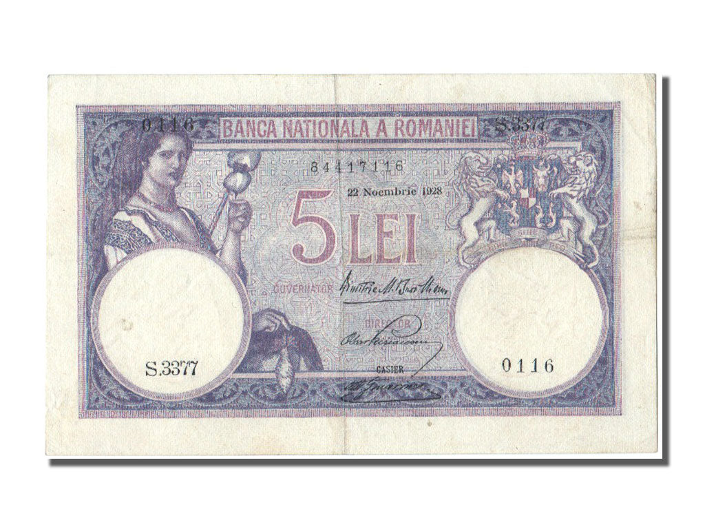 Banknote, Romania, 5 Lei, 1928, 1928-11-22, AU(55-58)