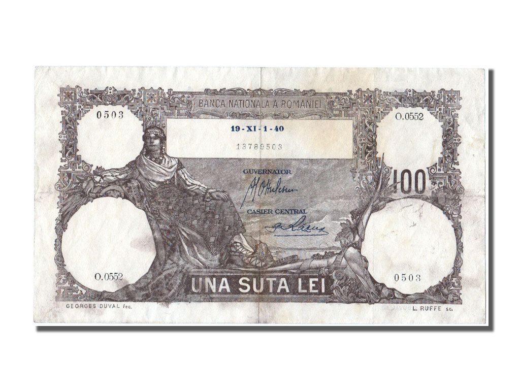 Romania, 100 Lei, 1940, KM #50a, 1940-11-01, AU(50-53), O